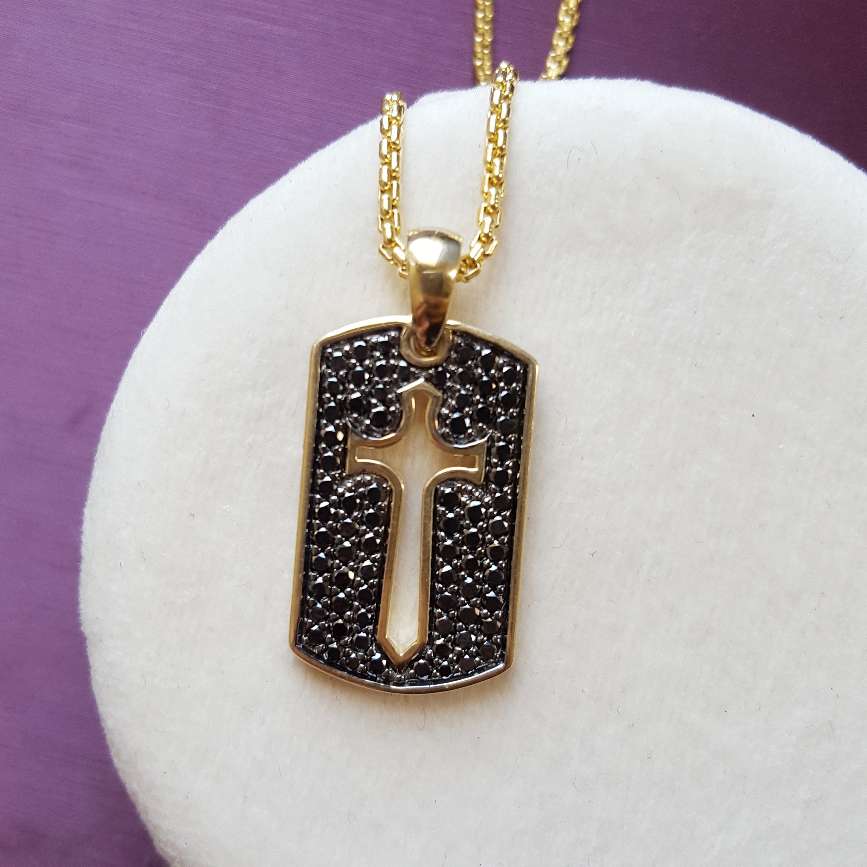 Black Diamond Dog Tag Pendant – Sami Fine Jewelry
