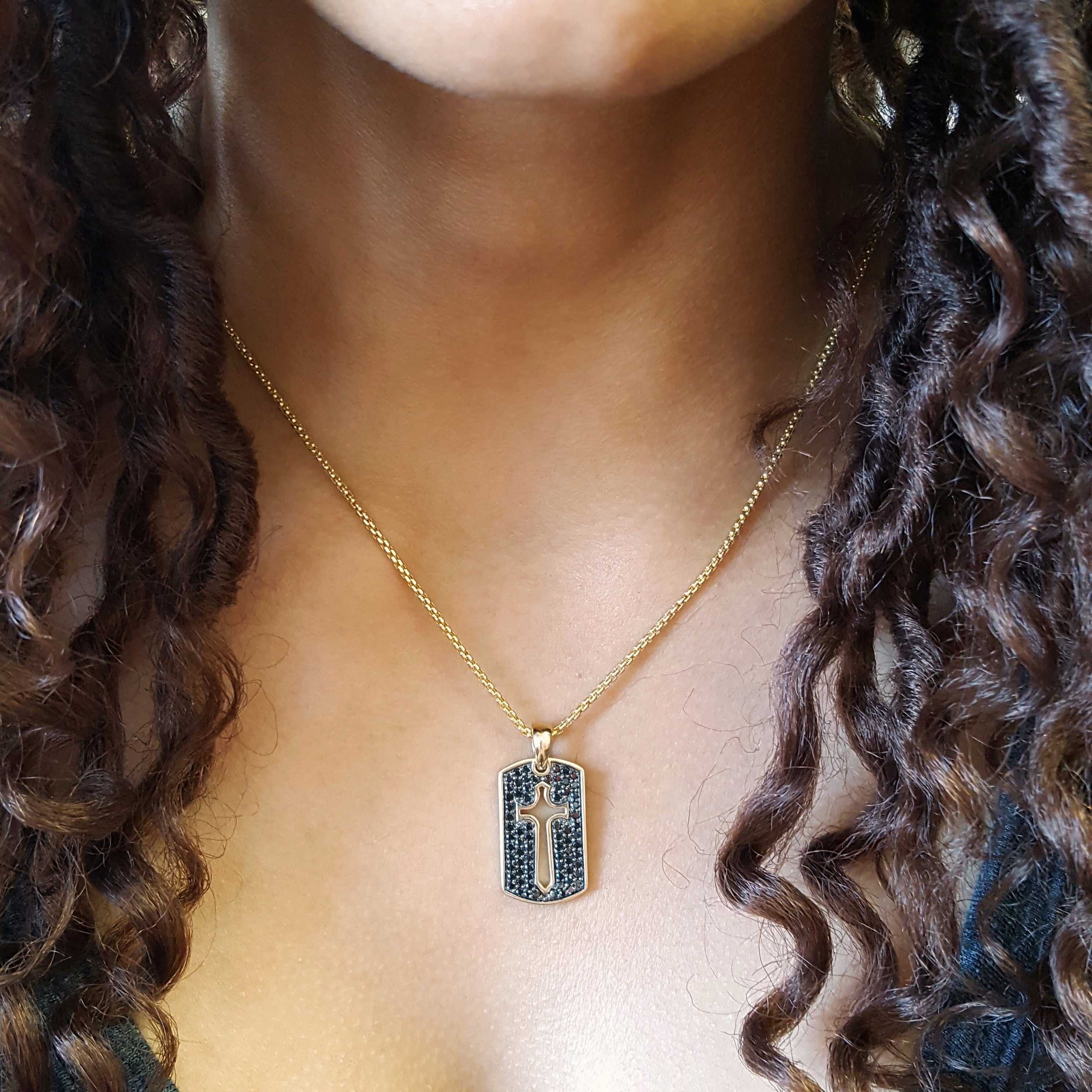 Black Diamond Dog Tag Pendant – Sami Fine Jewelry