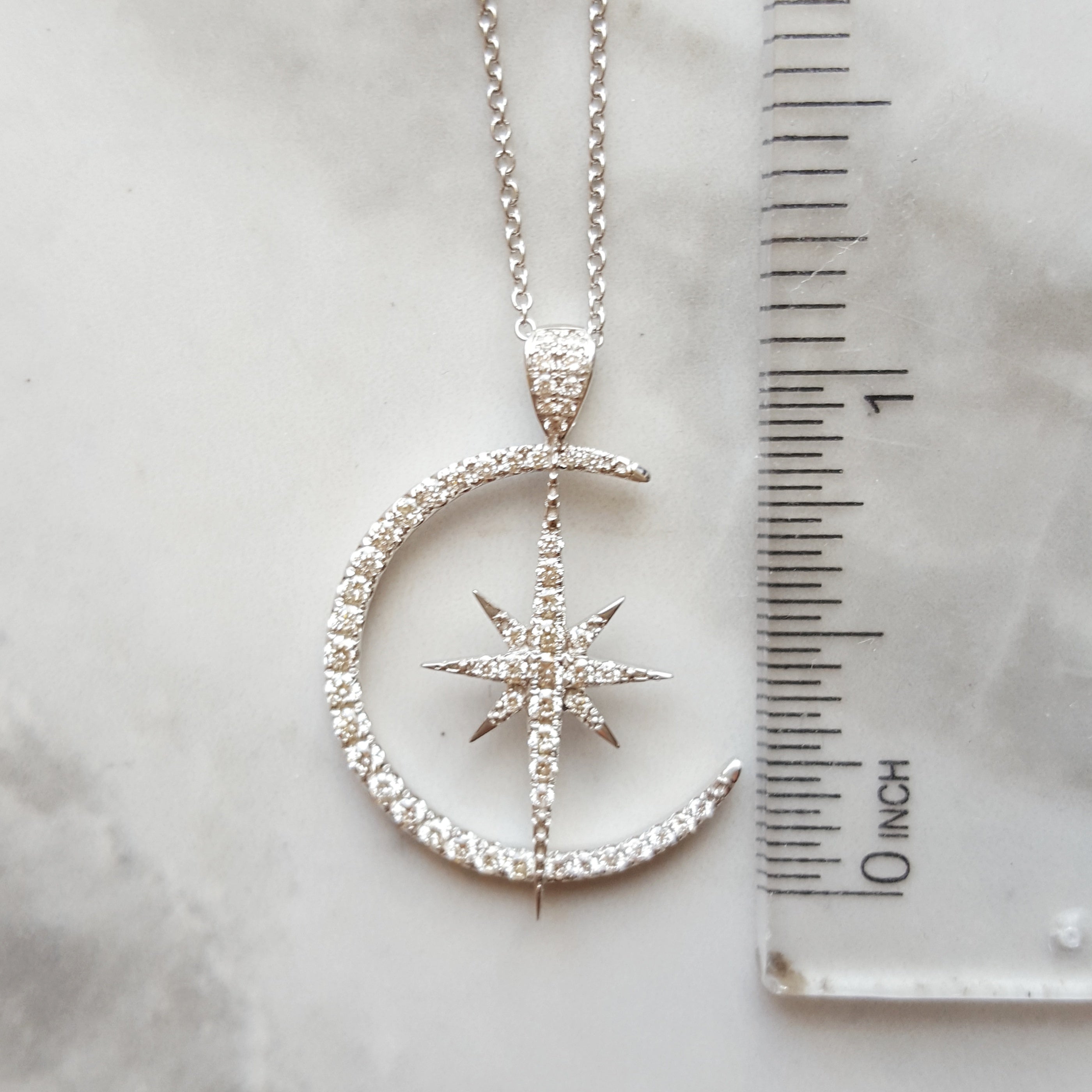 Moon and Star Diamond Pendant – Sami Fine Jewelry