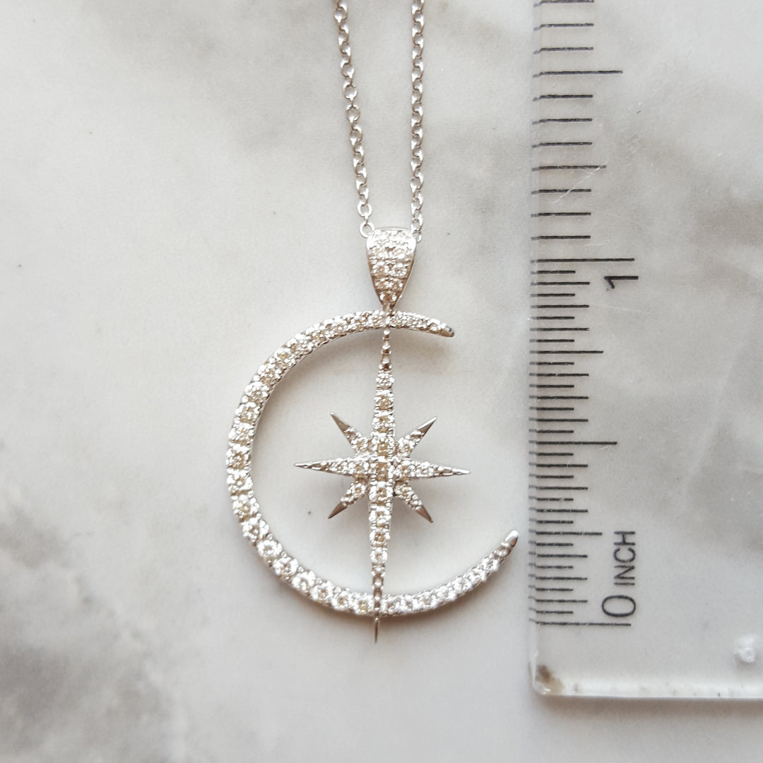 Moon and Star Diamond Pendant