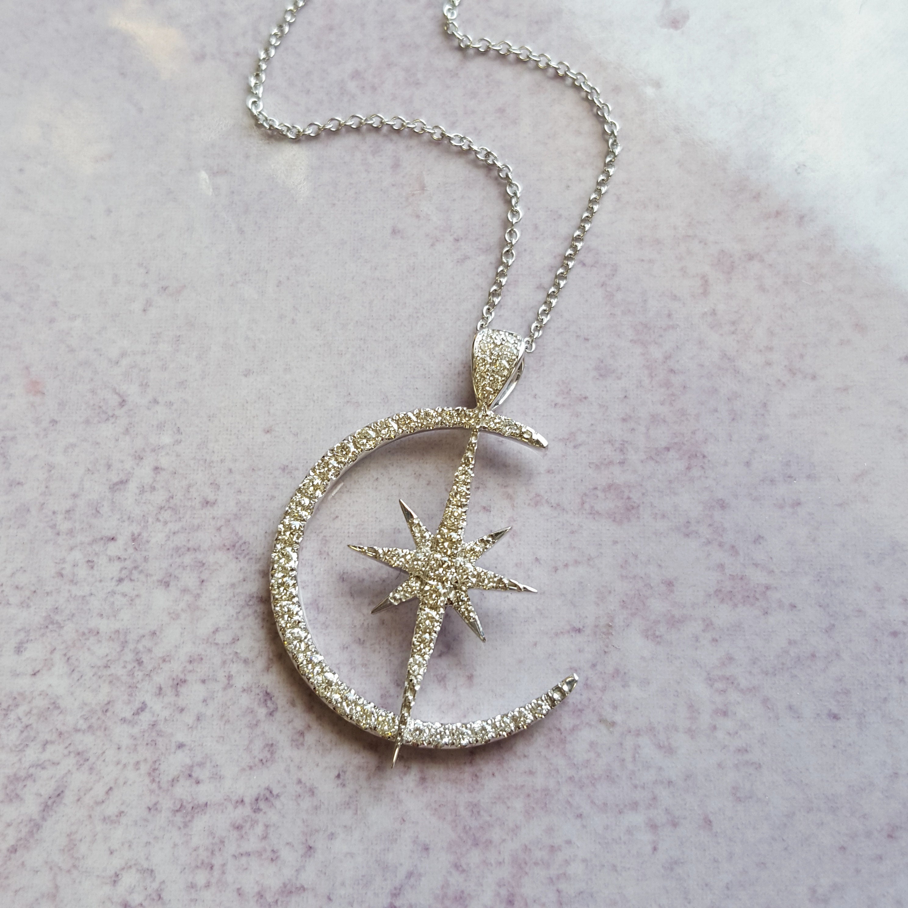 Moon and Star Diamond Pendant – Sami Fine Jewelry