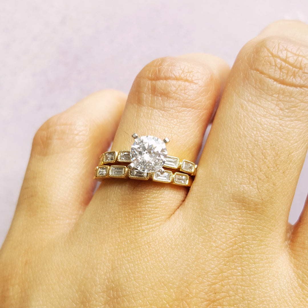 Emerald Cut Diamond Accented Wedding Set