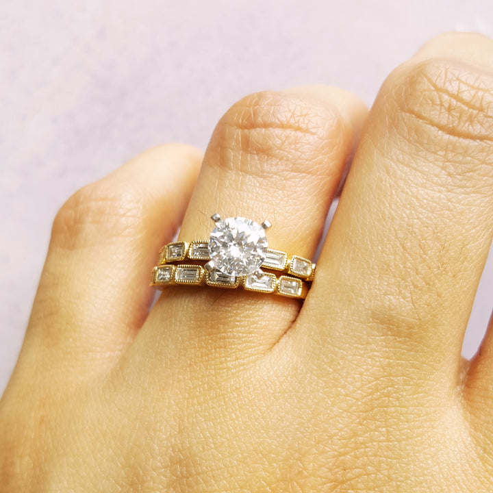 Emerald Cut Diamond Accented Wedding Set