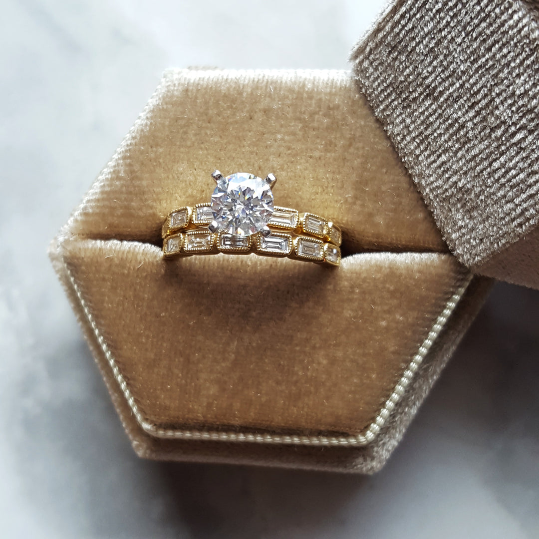 Emerald Cut Diamond Accented Wedding Set