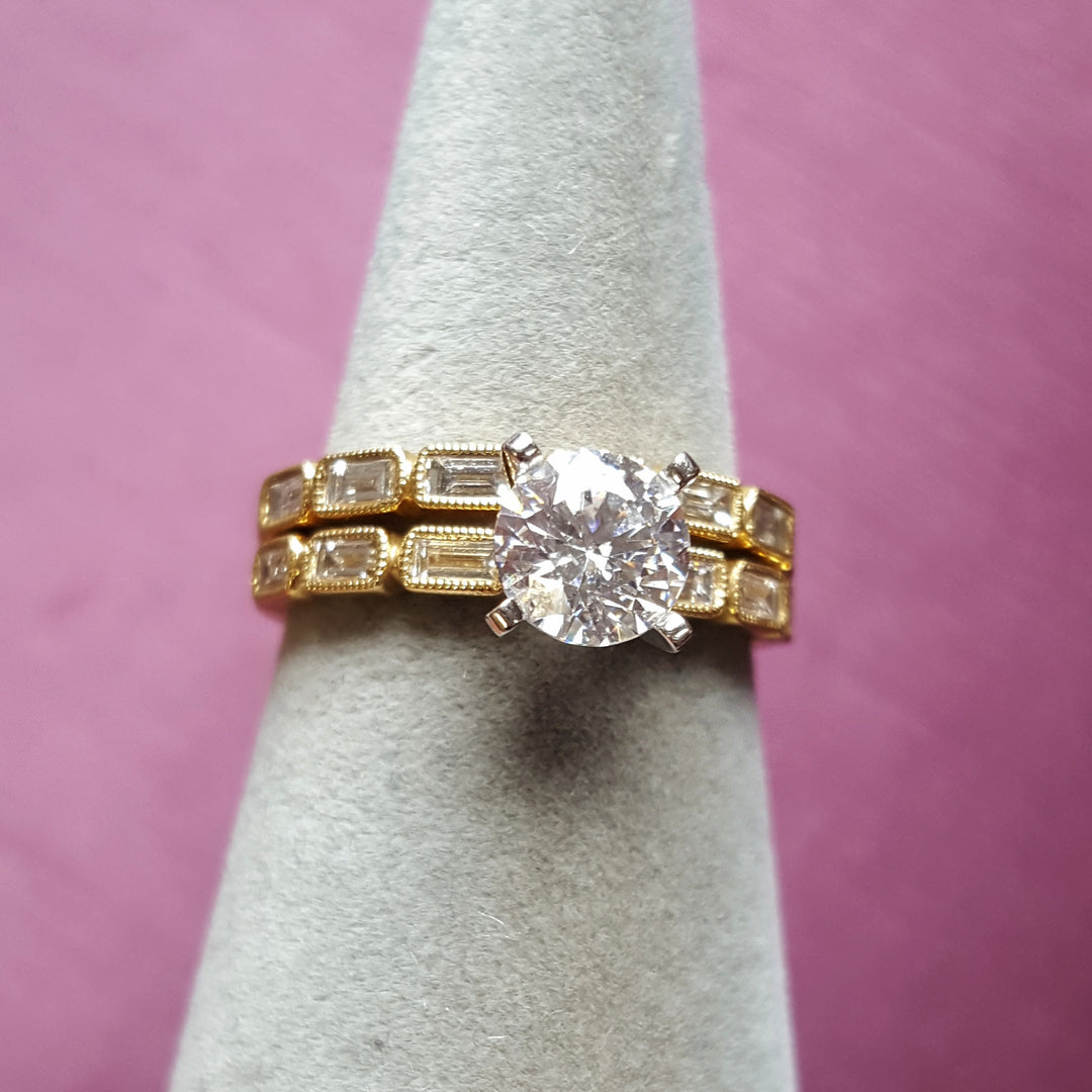 Emerald Cut Diamond Accented Wedding Set