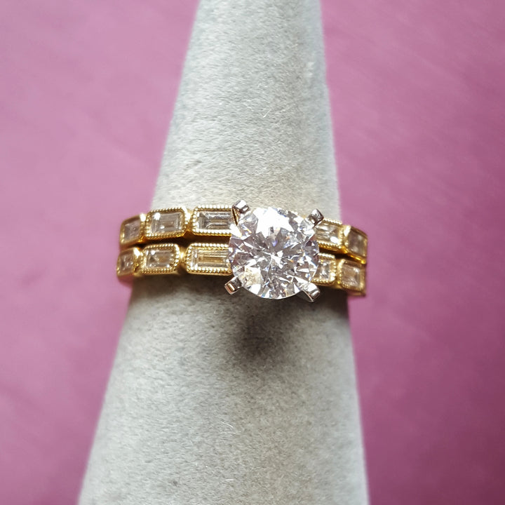 Emerald Cut Diamond Accented Wedding Set