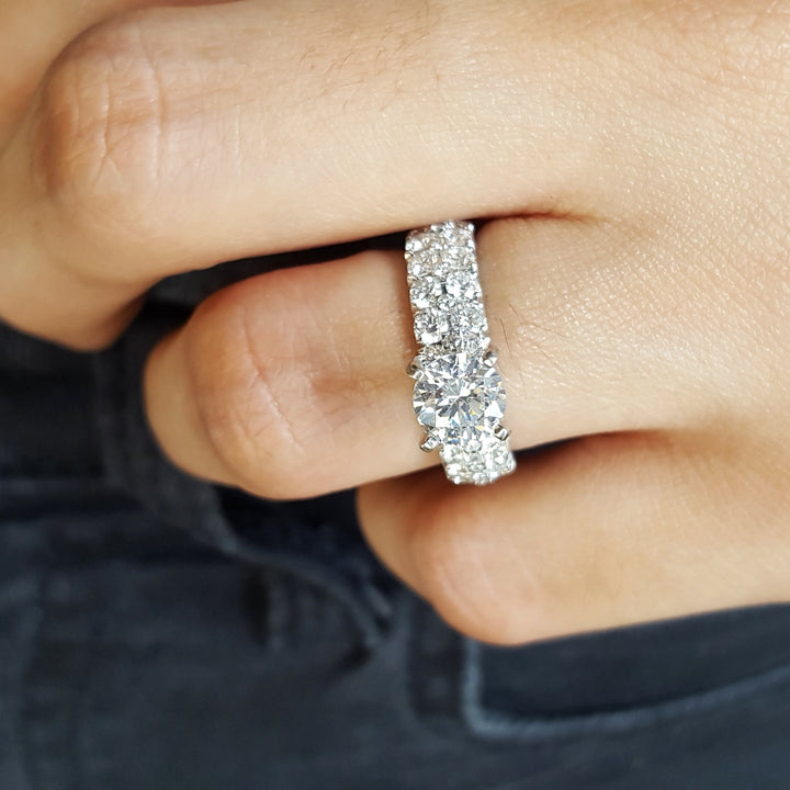 Pave Wide Band Engagement Ring Semi Mount