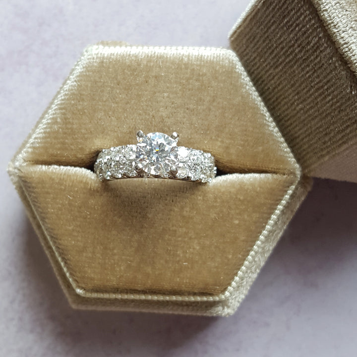 Pave Wide Band Engagement Ring Semi Mount