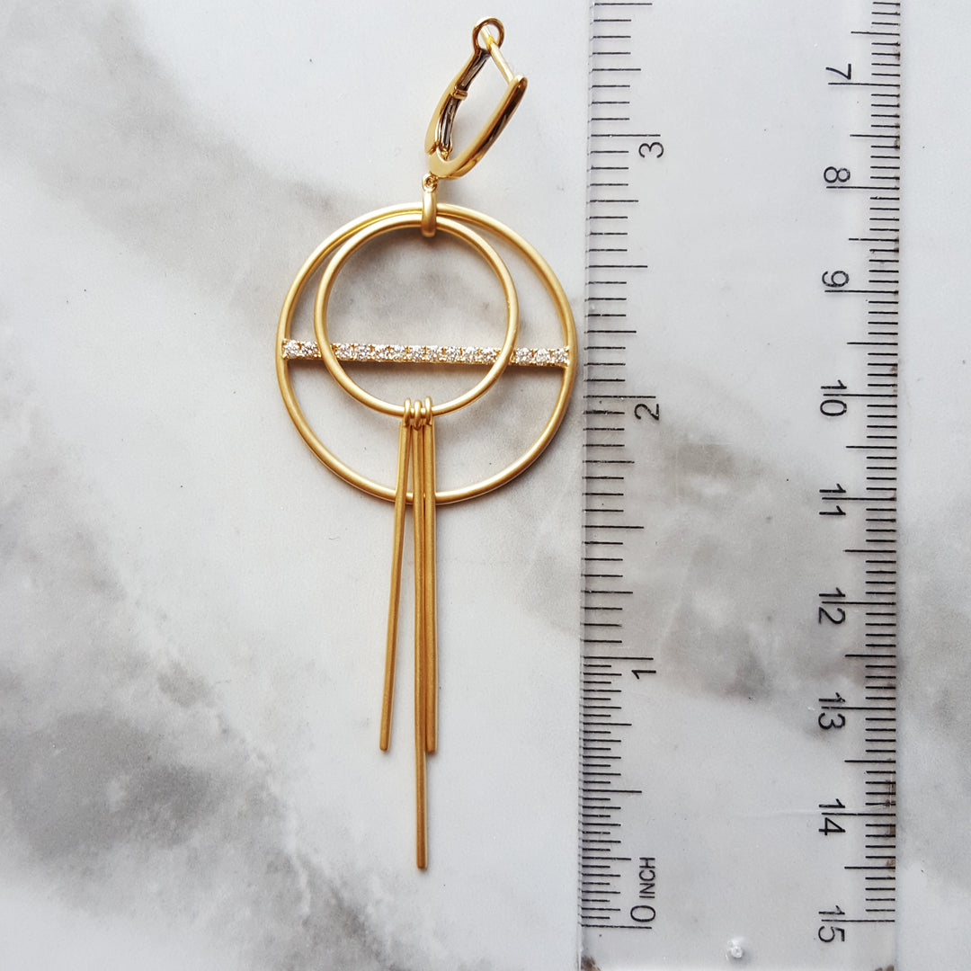 Geometric Dangle Diamond Earrings