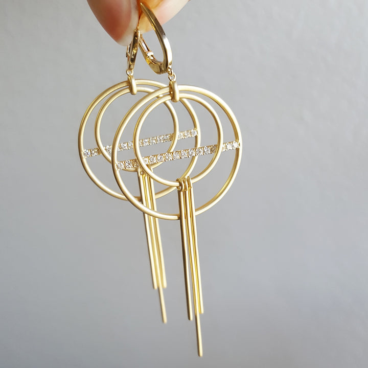 Geometric Dangle Diamond Earrings