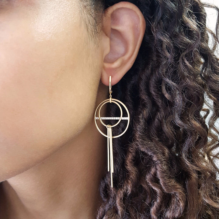 Geometric Dangle Diamond Earrings