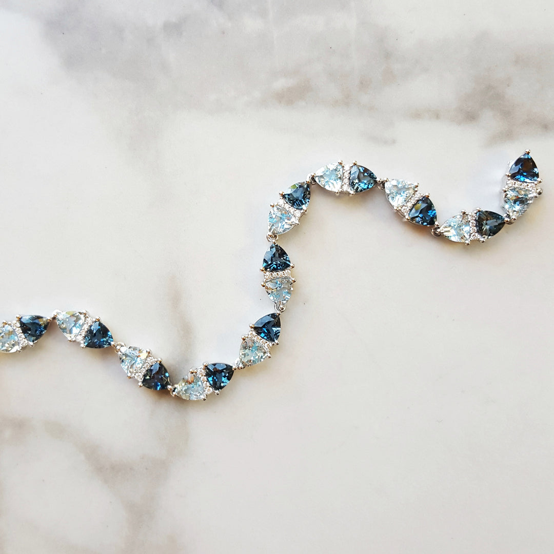 Alternating London and Sky Blue Topaz Bracelet