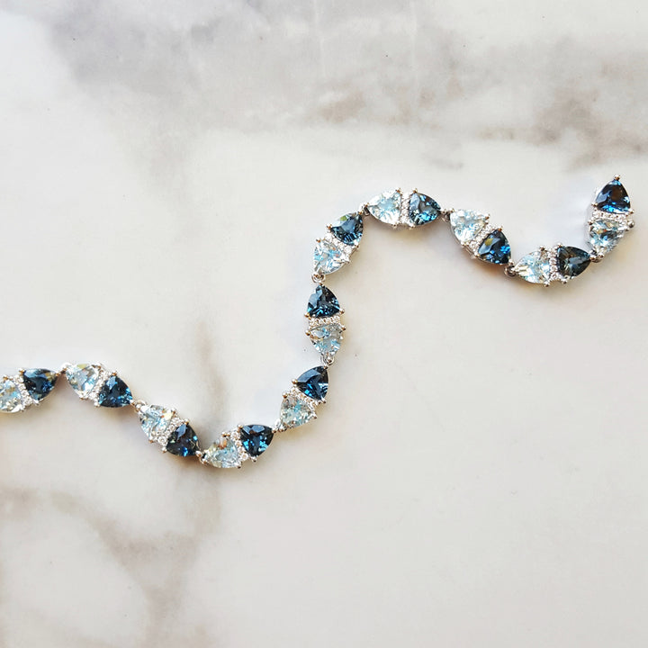 Alternating London and Sky Blue Topaz Bracelet