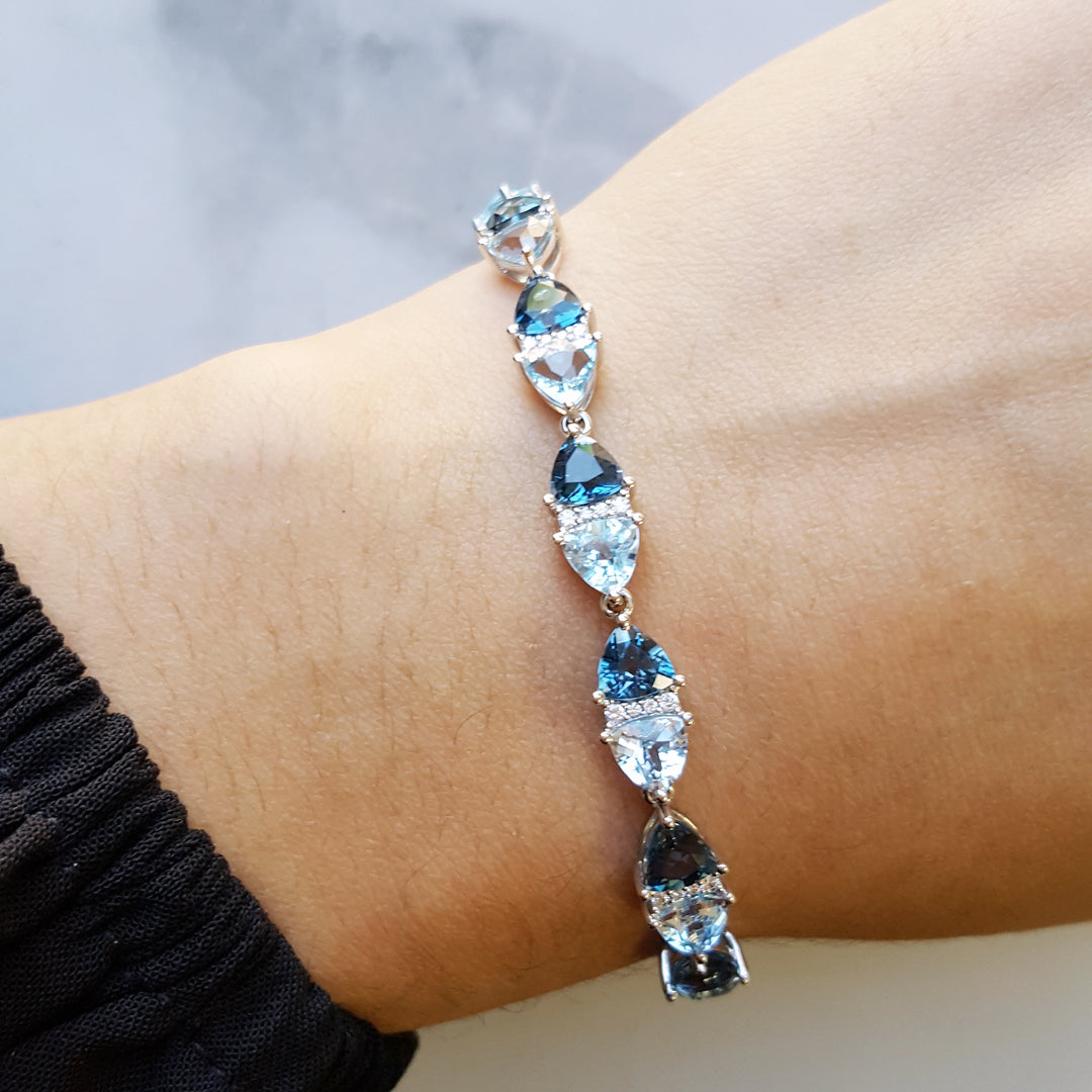 Alternating London and Sky Blue Topaz Bracelet