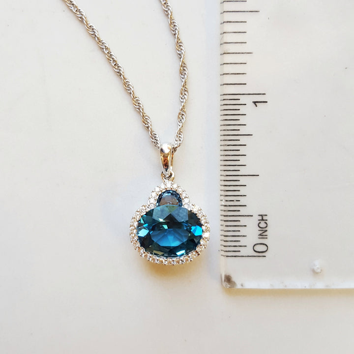 London Blue Topaz Halo Pendant