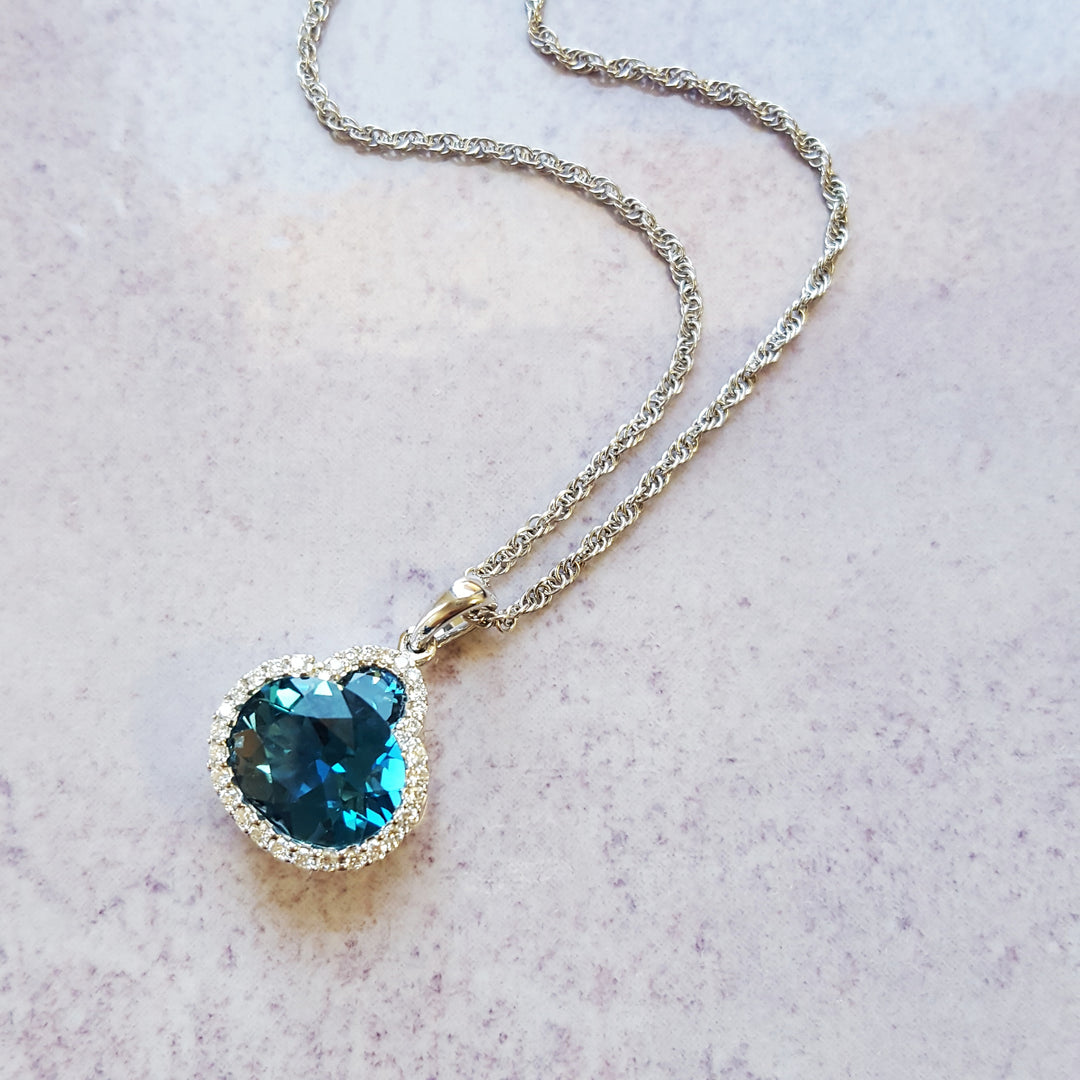 London Blue Topaz Halo Pendant