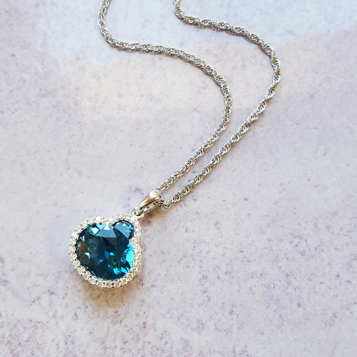 London Blue Topaz Halo Pendant