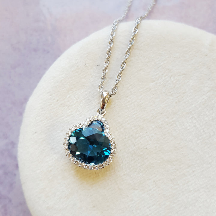 London Blue Topaz Halo Pendant