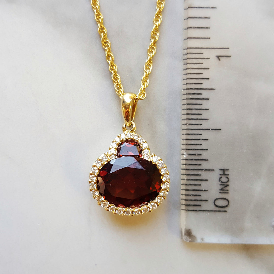 Garnet Halo Pendant