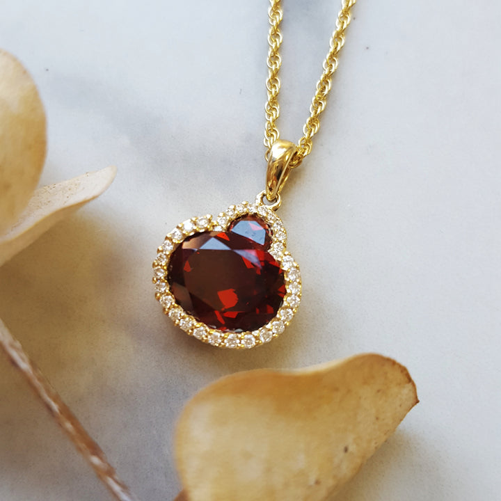 Garnet Halo Pendant