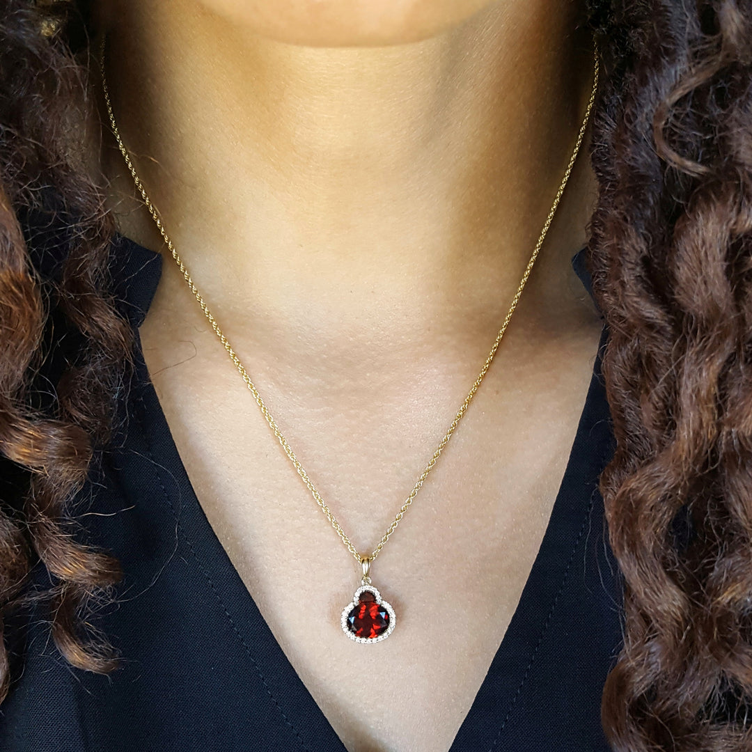 Garnet Halo Pendant