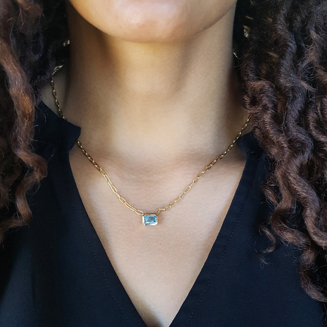 Gemdrop Petite Blue Topaz Necklace