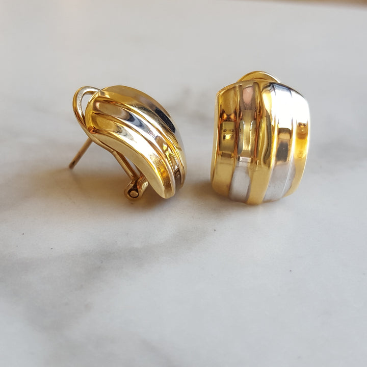 Two-Tone 14K Gold Wide Hoops