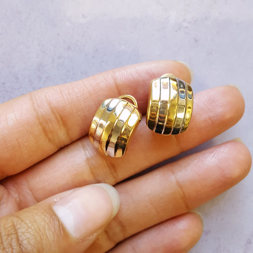 Two-Tone 14K Gold Wide Hoops