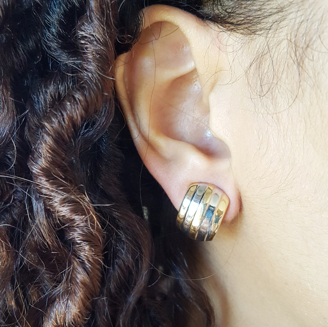 Two-Tone 14K Gold Wide Hoops
