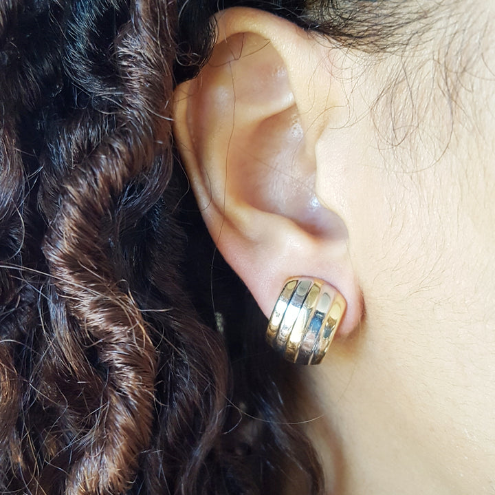 Two-Tone 14K Gold Wide Hoops