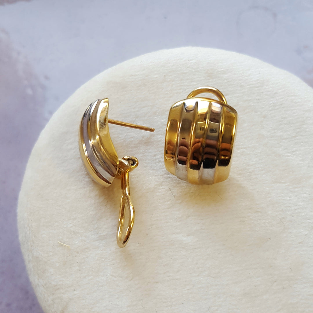 Two-Tone 14K Gold Wide Hoops