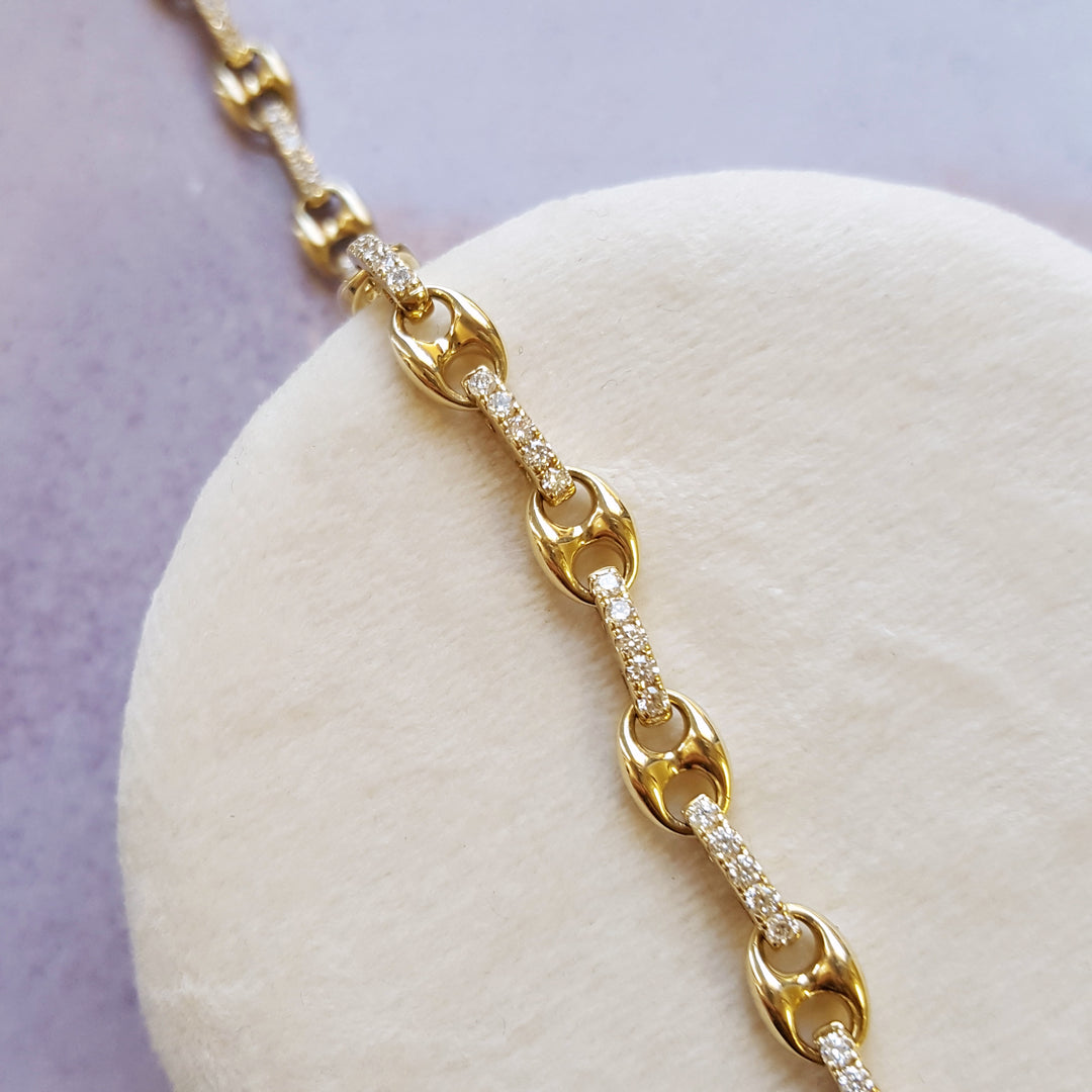 Anchor Link Diamond Bracelet