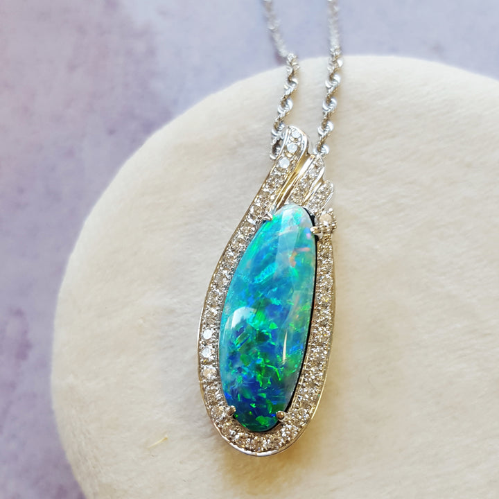 Custom Lightning Ridge Opal Pendant