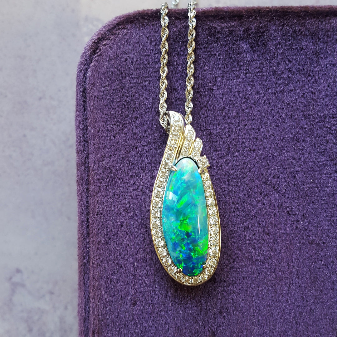 Custom Lightning Ridge Opal Pendant