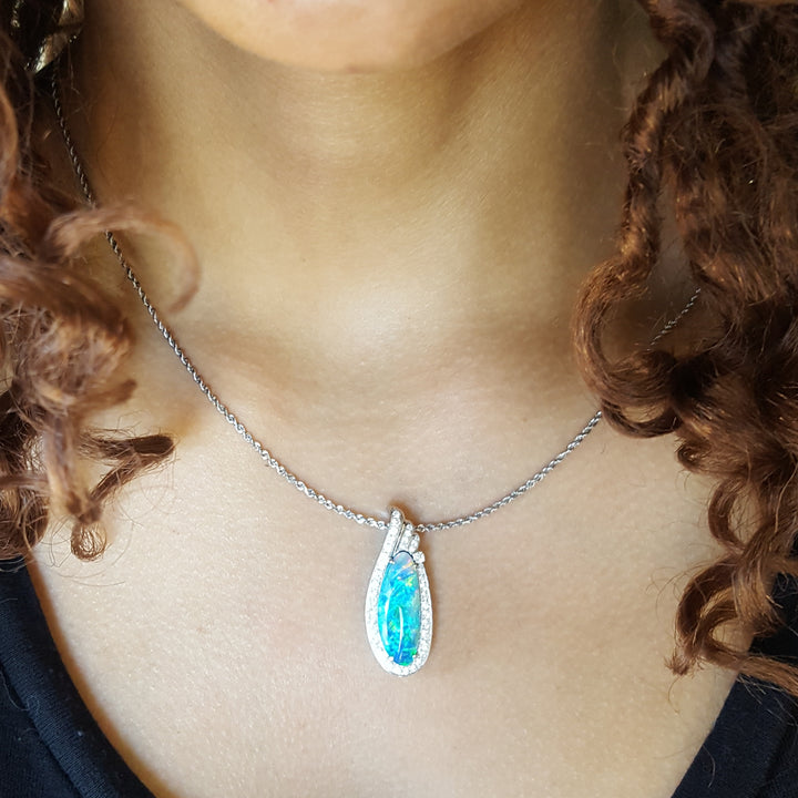 Custom Lightning Ridge Opal Pendant