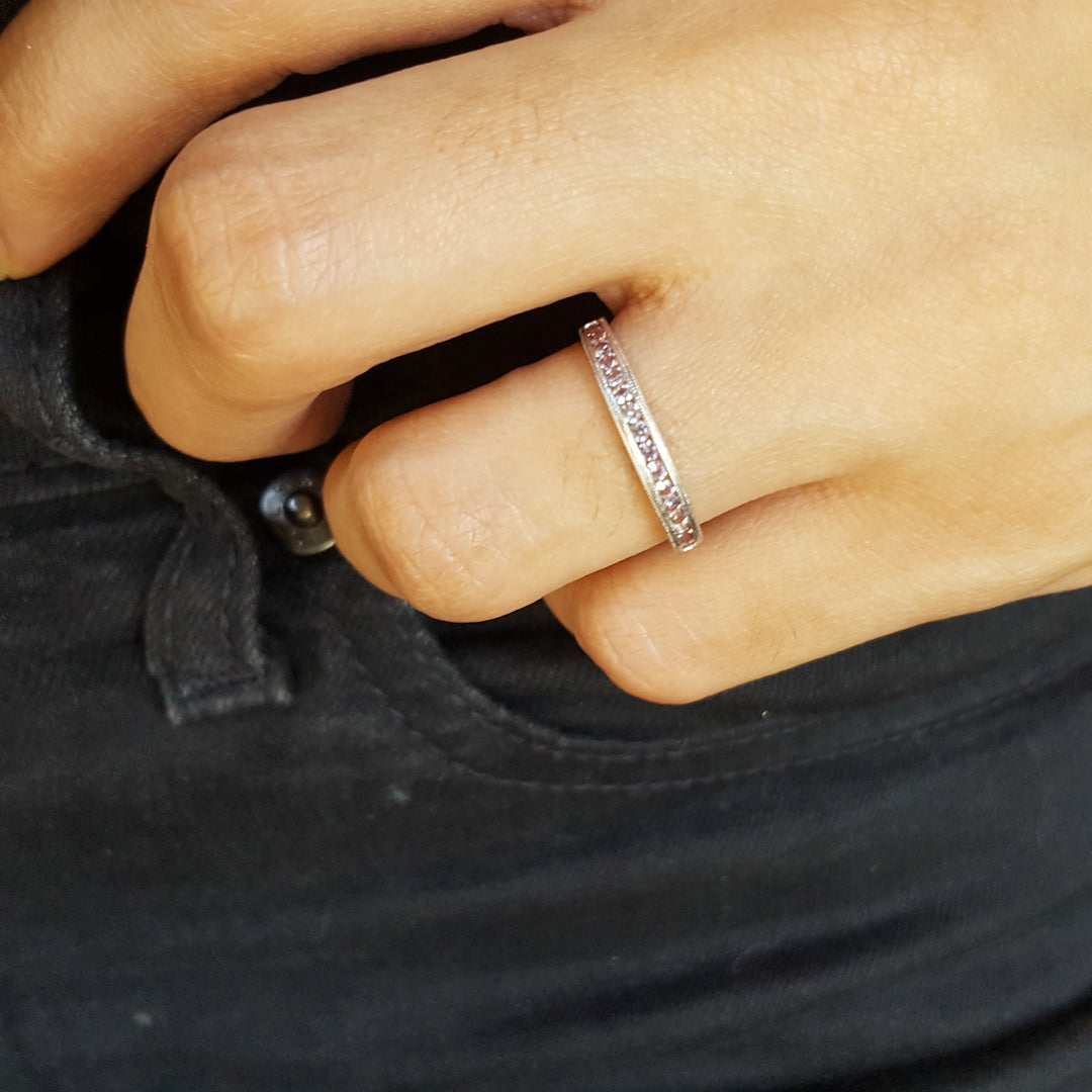Alexandrite Channel Set Stackable Ring