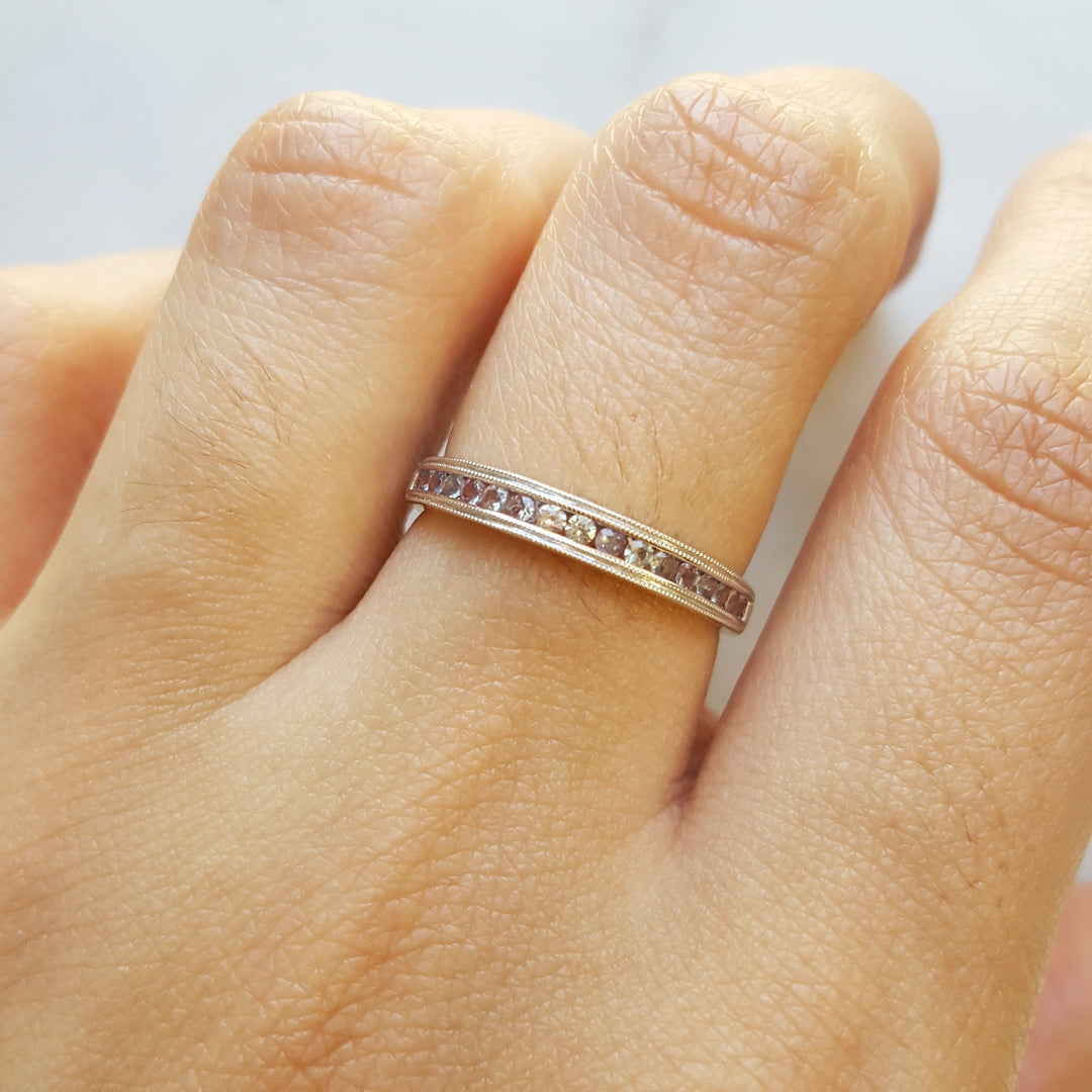 Amethyst Channel Set Stackable Ring