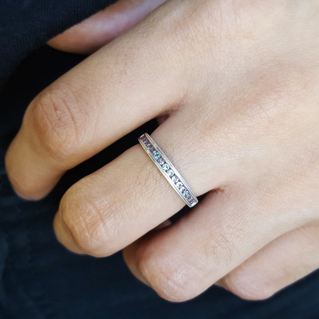 Amethyst Channel Set Stackable Ring