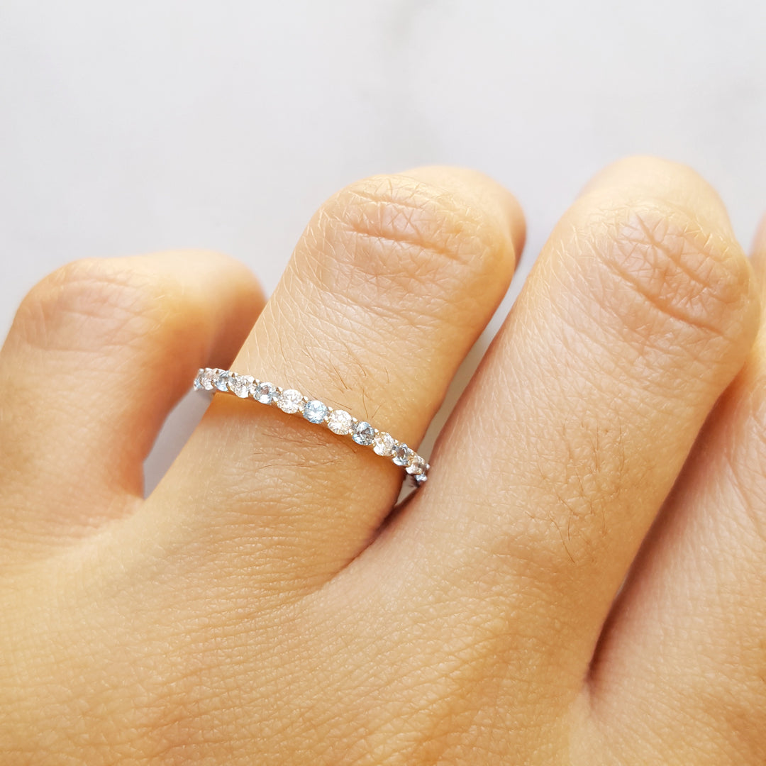 Blue Topaz And Diamond Stackable Band