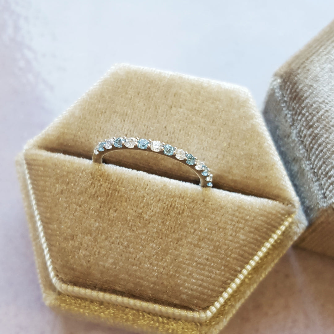 Blue Topaz And Diamond Stackable Band