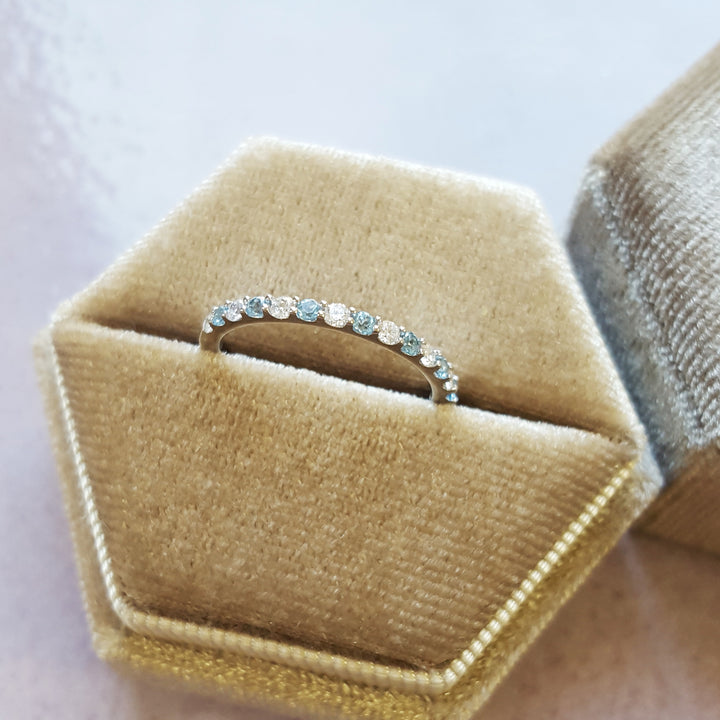 Blue Topaz And Diamond Stackable Band