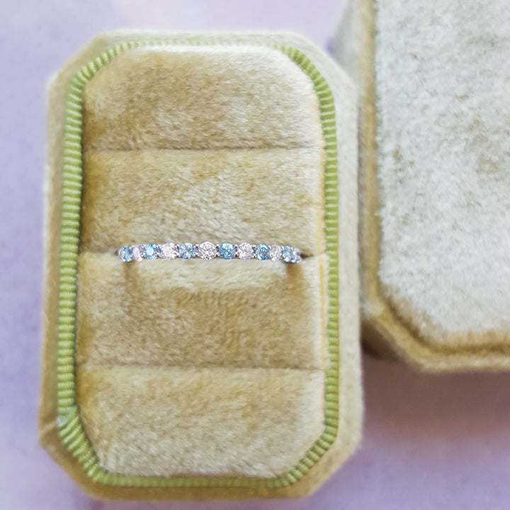 Blue Topaz And Diamond Stackable Band