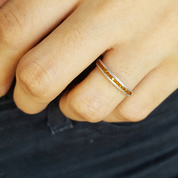 Citrine Channel Set Stackable Ring