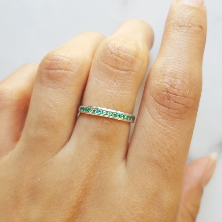 Emerald Channel set Stackable Band