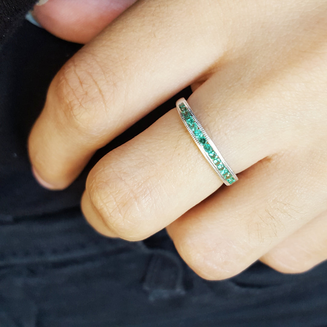 Emerald Channel set Stackable Band