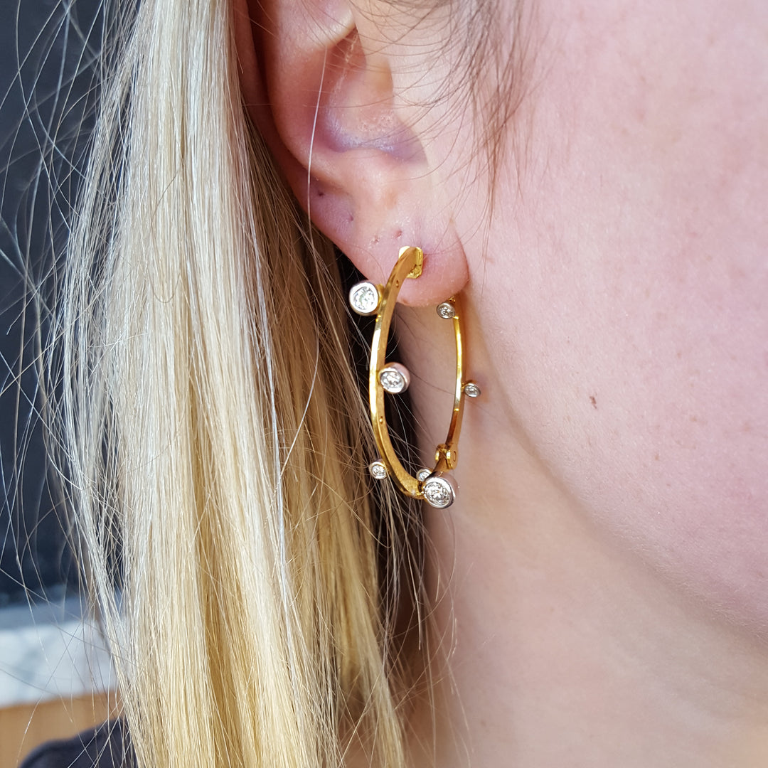 Luxury by Rene Hernandez Steampunk Diamond Bubble Hoops