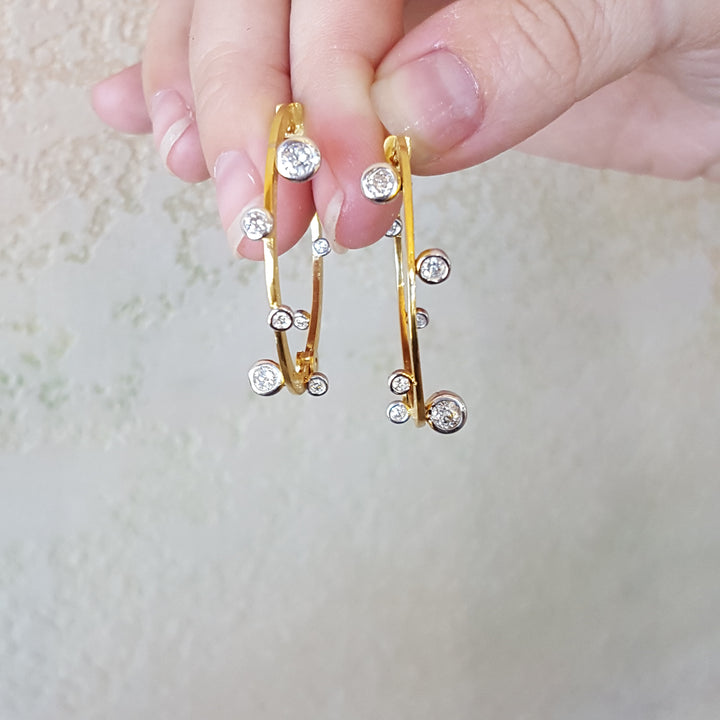 Luxury by Rene Hernandez Steampunk Diamond Bubble Hoops