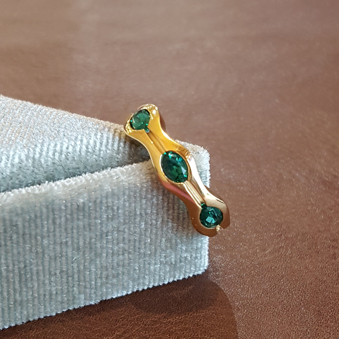 Luxury by Rene Hernandez Lucky Trio Emerald and Gold Ring