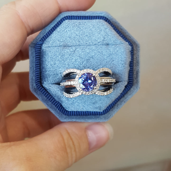 Luxury by Rene Hernandez Triple Row Statement Sapphire Ring