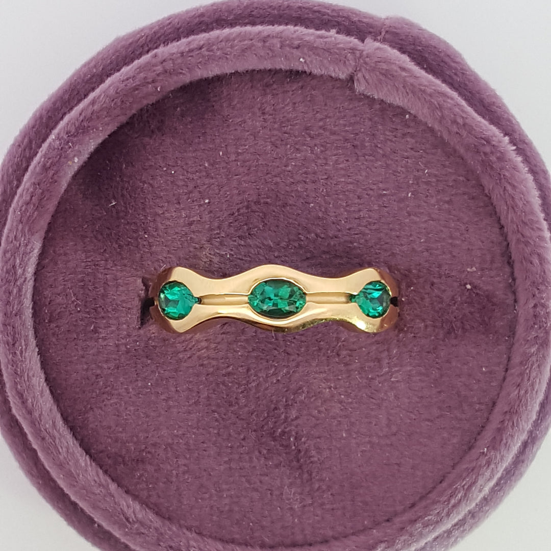 Luxury by Rene Hernandez Lucky Trio Emerald and Gold Ring